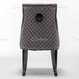 Cambridge Dark Grey French Plush Velvet Quilted Back Ring Dining Chair - Belmont Interiors