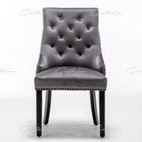 Cambridge Dark Grey French Plush Velvet Quilted Back Ring Dining Chair - Belmont Interiors