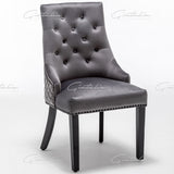 Cambridge Dark Grey French Plush Velvet Quilted Back Ring Dining Chair - Belmont Interiors