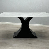 Carra 160cm Grey Ceramic Marble Dining Table - Belmont Interiors