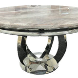 Chelsea 130cm Marble Round Dining Table + Valente Lion Button Chairs