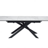 Cosmo 180-230cm White Ceramic Marble Dining Table