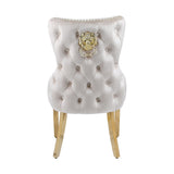 Louis Gold Round Cream Marble 110cm Dining Table + Cream Gold Lion Knocker Velvet Dining Chairs