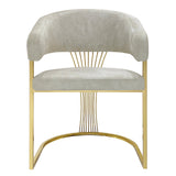 Porado Cream / Gold Leathaire Fabric Dining Chair