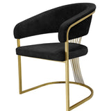 Porado Black/Gold Leathaire Fabric Dining Chair