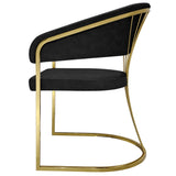 Porado Black/Gold Leathaire Fabric Dining Chair