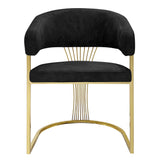 Porado Black/Gold Leathaire Fabric Dining Chair