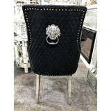 Majestic Lion Knocker Quilted Tufted Plush Velvet Dining Chair Chrome Legs - 10 Colours-Kitchen & Dining Room Chairs-ASR-Belmont Interiors