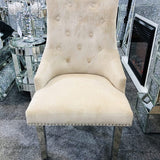 Majestic Lion Knocker Quilted Tufted Plush Velvet Dining Chair Chrome Legs - 10 Colours-Kitchen & Dining Room Chairs-ASR-Belmont Interiors