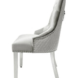 Majestic Lion Knocker Quilted Tufted Plush Velvet Dining Chair Chrome Legs - 10 Colours-Kitchen & Dining Room Chairs-ASR-Belmont Interiors