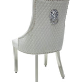 Majestic Lion Knocker Quilted Tufted Plush Velvet Dining Chair Chrome Legs - 10 Colours-Kitchen & Dining Room Chairs-ASR-Belmont Interiors