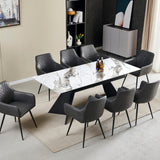 Chicago 160-200CM Cream Gold Extending Dining Table With Ceramic Top + Grey PU Leather Dining Chairs - Belmont Interiors