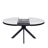 Daniello 120-160cm Oval Round White Ceramic Marble Dining Table