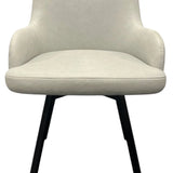 Rose 180º Swivel PU Leather Dining Chair in Light Grey with Black Legs