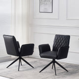 Eclat PU Leather Swivel Dining Chairs With Black Metal Base - Pairs - 2 Colours