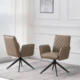 Eclat PU Leather Swivel Dining Chairs With Black Metal Base - Pairs - 2 Colours