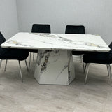 Capri 160cm White Marble Effect Dining Table - Belmont Interiors