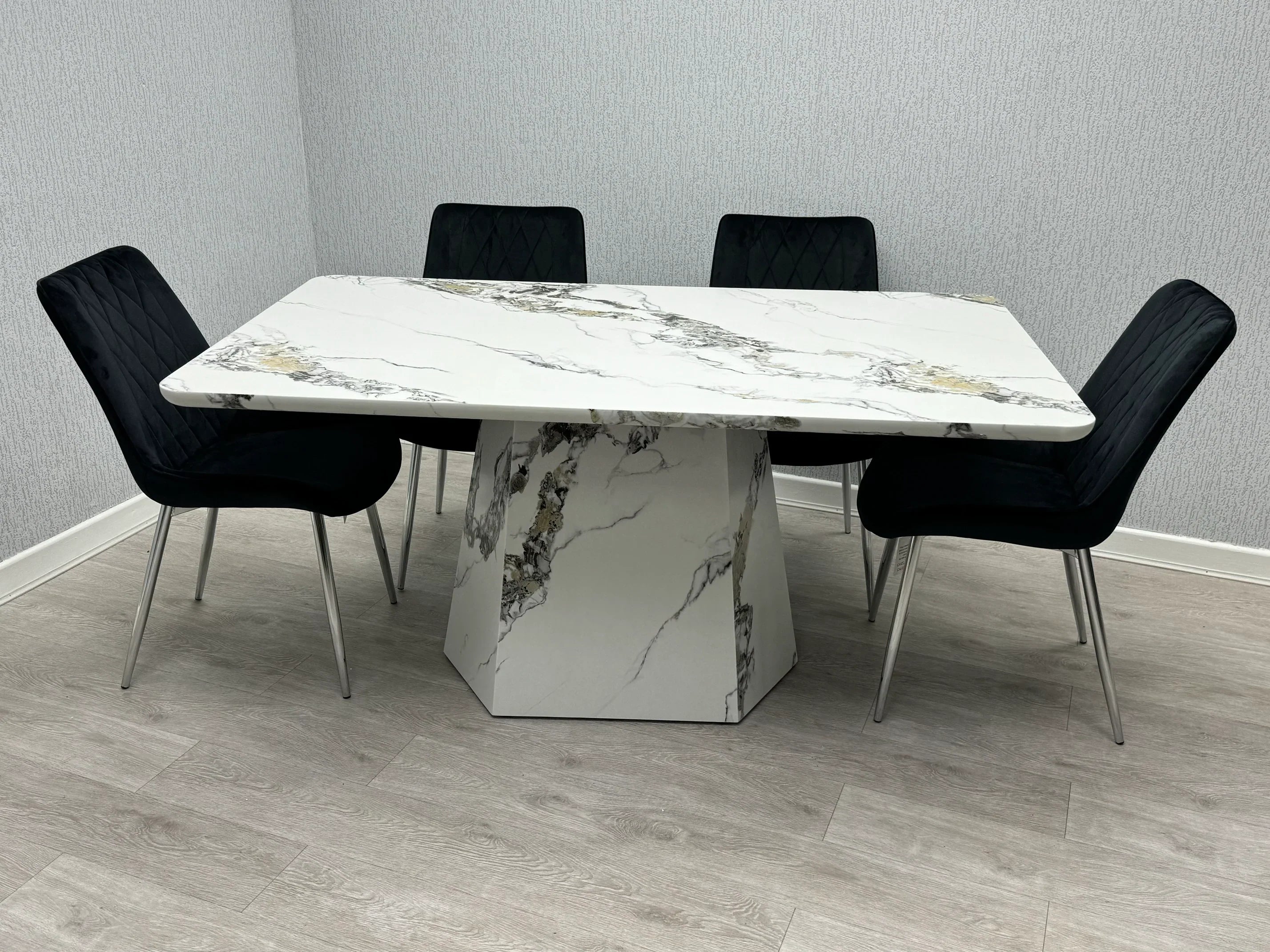 Capri 160cm White Marble Effect Dining Table - Belmont Interiors