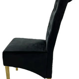 Lucy Gold Ring Knocker Quilted Slim Back Gold Plush Velvet Dining Chair Gold Legs In 3 Colours