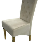 Lucy Gold Ring Knocker Quilted Slim Back Gold Plush Velvet Dining Chair Gold Legs In 3 Colours