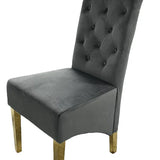 Lucy Gold Ring Knocker Quilted Slim Back Gold Plush Velvet Dining Chair Gold Legs In 3 Colours