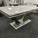 Arial 150cm Marble & Chrome Dining Table - 3 Colours - Belmont Interiors