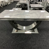 Arial 150cm Marble & Chrome Dining Table - 3 Colours - Belmont Interiors