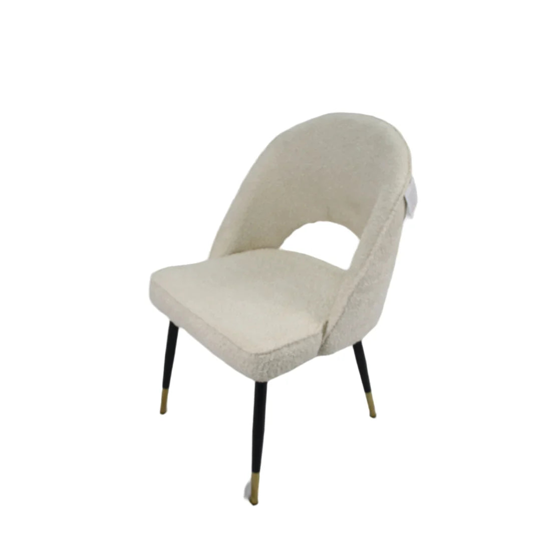 Venice Dining Chair in White Boucle Fabric with Gold Tips - Belmont Interiors