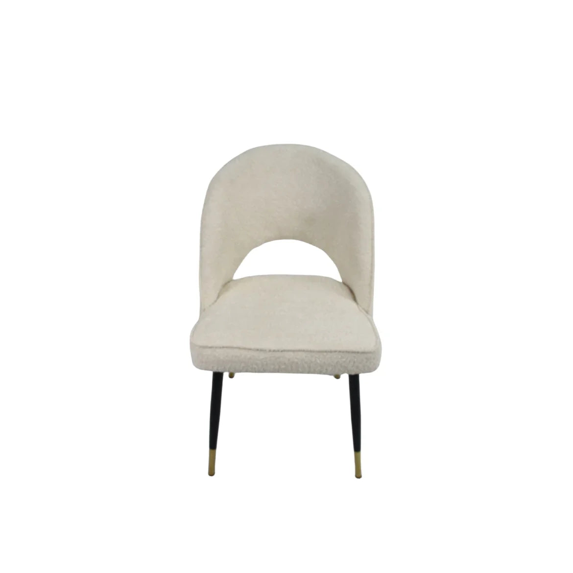 Venice Dining Chair in White Boucle Fabric with Gold Tips - Belmont Interiors