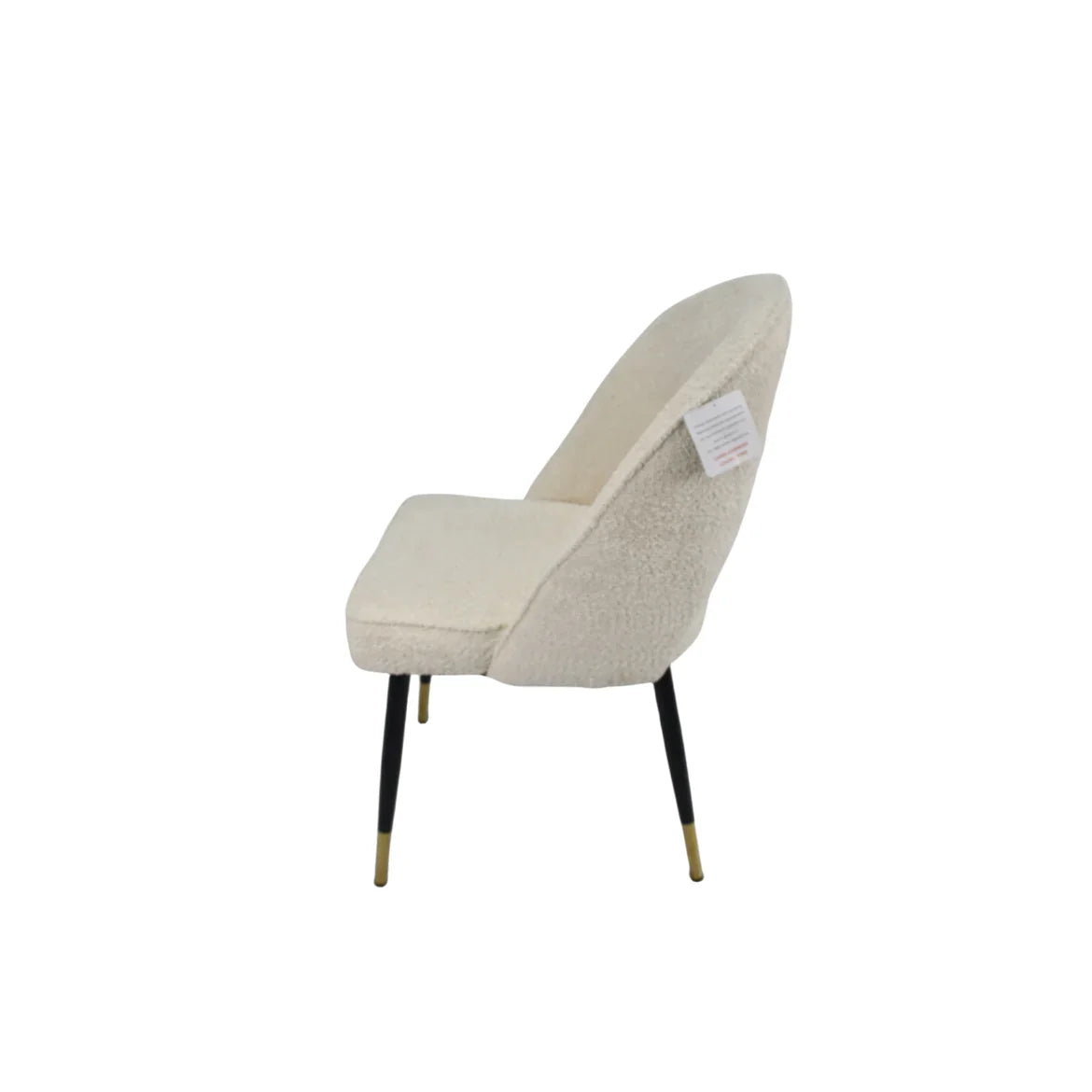 Venice Dining Chair in White Boucle Fabric with Gold Tips - Belmont Interiors