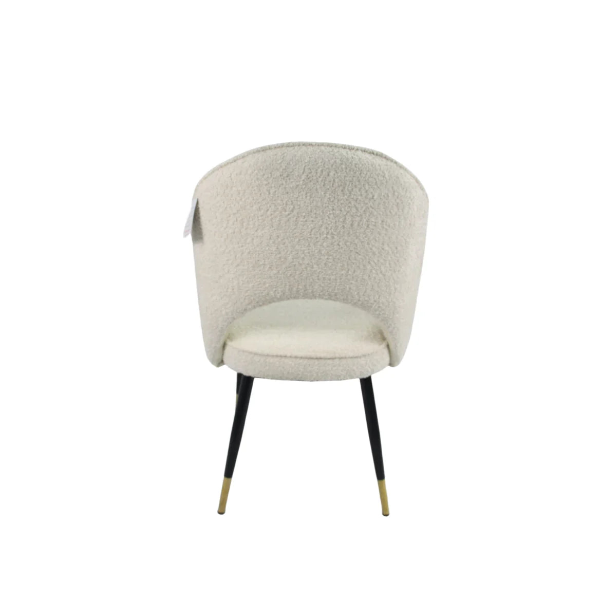 Venice Dining Chair in White Boucle Fabric with Gold Tips - Belmont Interiors