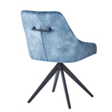 Sofia Swivel Dining Chair in Blue Velvet with Black Legs - Belmont Interiors