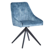 Sofia Swivel Dining Chair in Blue Velvet with Black Legs - Belmont Interiors