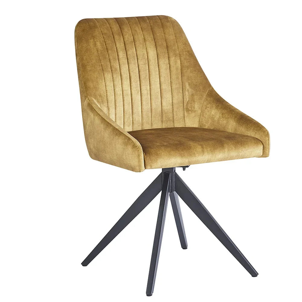 Sofia Swivel Dining Chair Mustard Velvet - Belmont Interiors