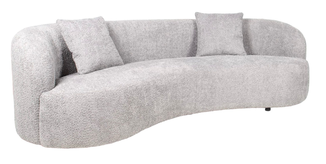 The Wave Boucle Curved Sofa in Grey - Belmont Interiors