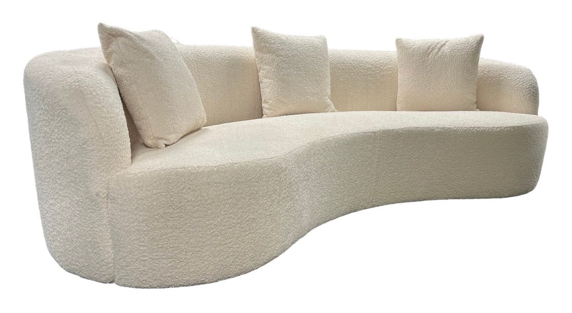 The Wave Curved Sofa in Ivory Boucle - Belmont Interiors