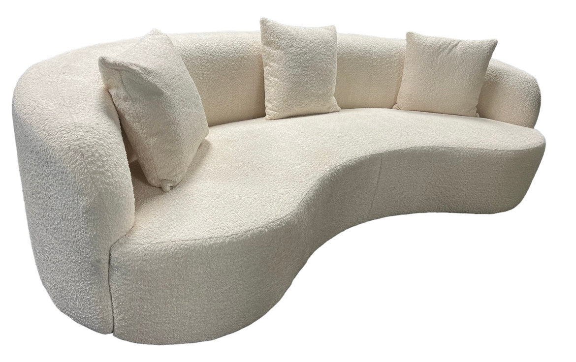 The Wave Curved Sofa in Ivory Boucle - Belmont Interiors