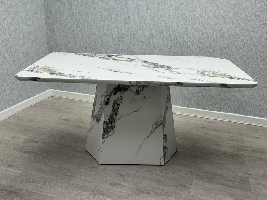 Capri 160cm White Marble Effect Dining Table - Belmont Interiors