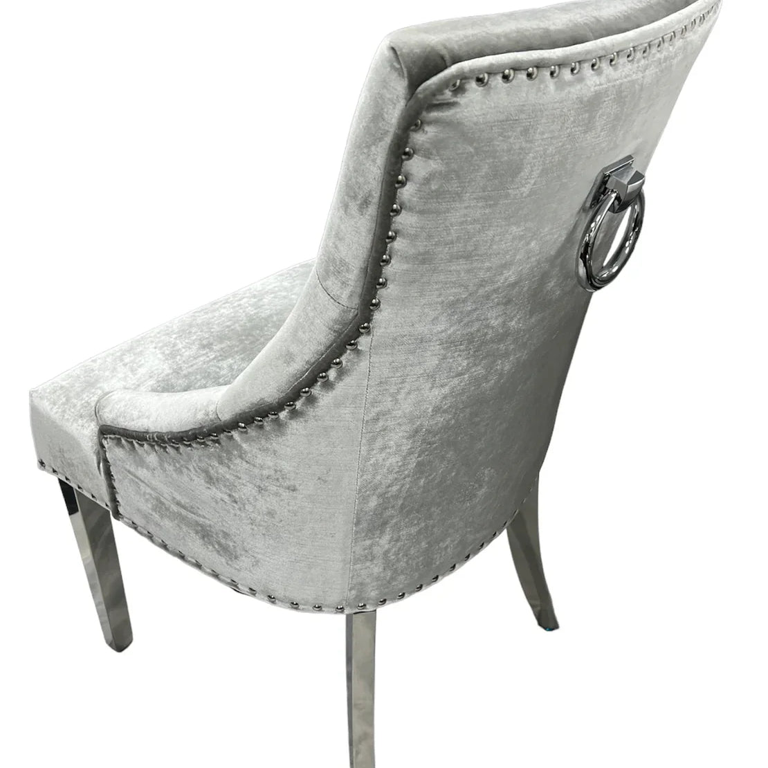 Belvedere Silver Chair (Ring Knocker/Chrome Legs) - Belmont Interiors