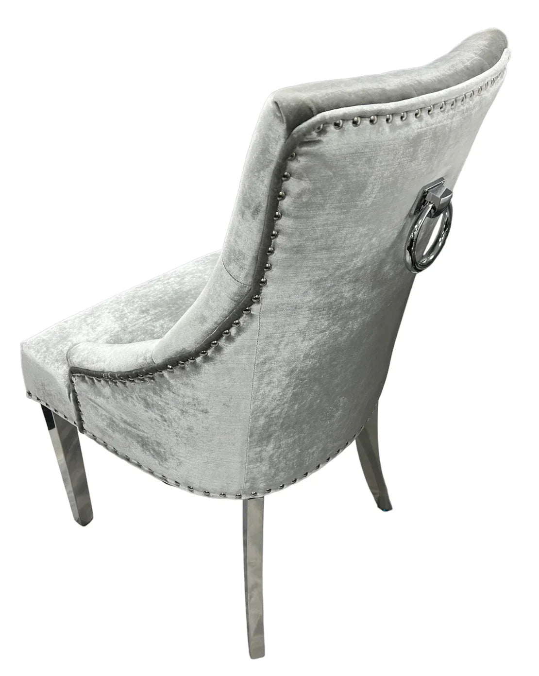 Belvedere Silver Chair (Ring Knocker/Chrome Legs) - Belmont Interiors