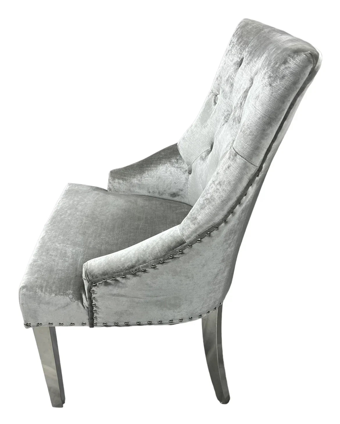 Belvedere Silver Chair (Ring Knocker/Chrome Legs) - Belmont Interiors