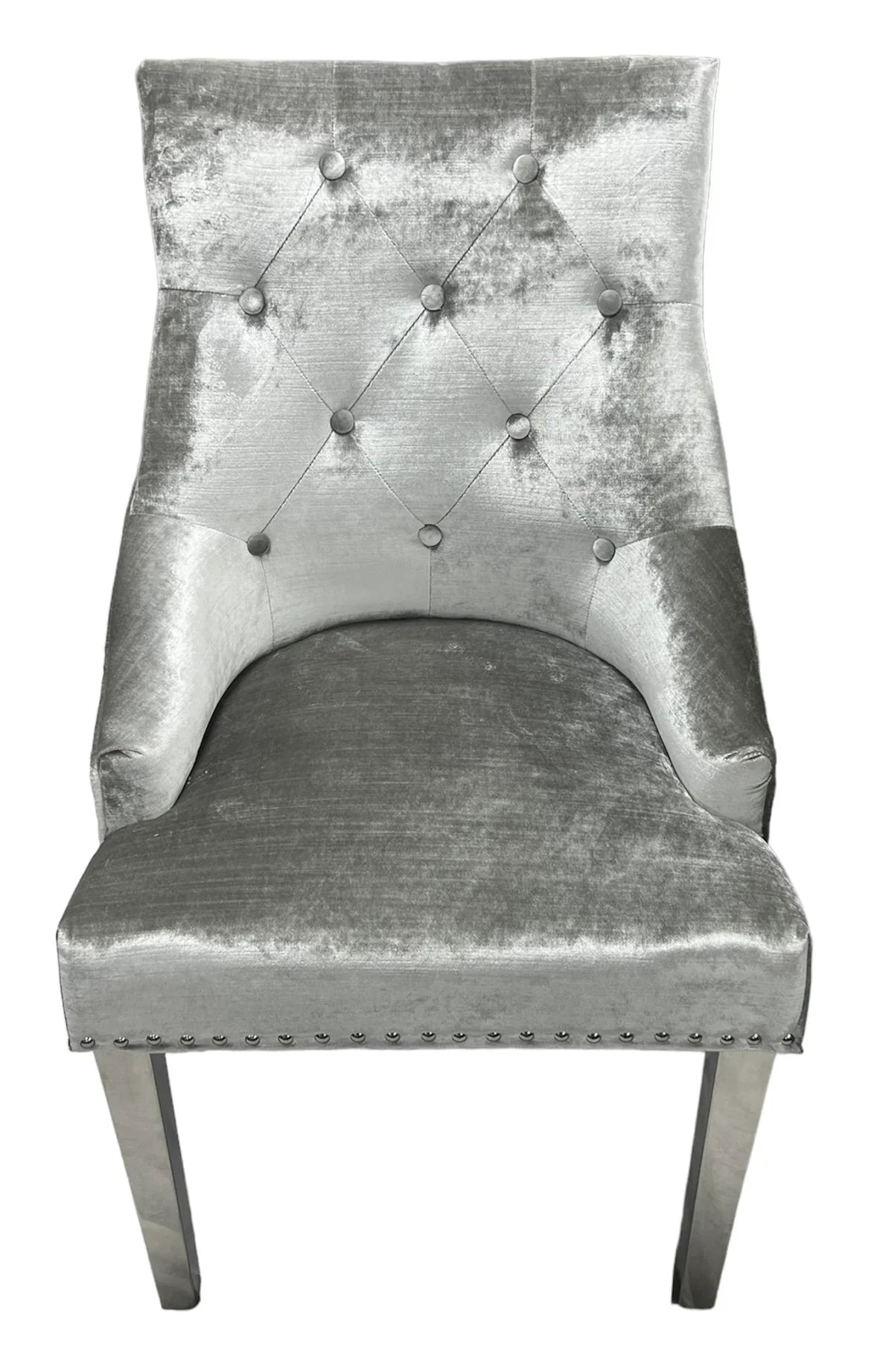 Belvedere Silver Chair (Ring Knocker/Chrome Legs) - Belmont Interiors