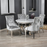 Chelsea Round 130cm Marble Round Dining Table + Belvedere Dining Chairs - Belmont Interiors