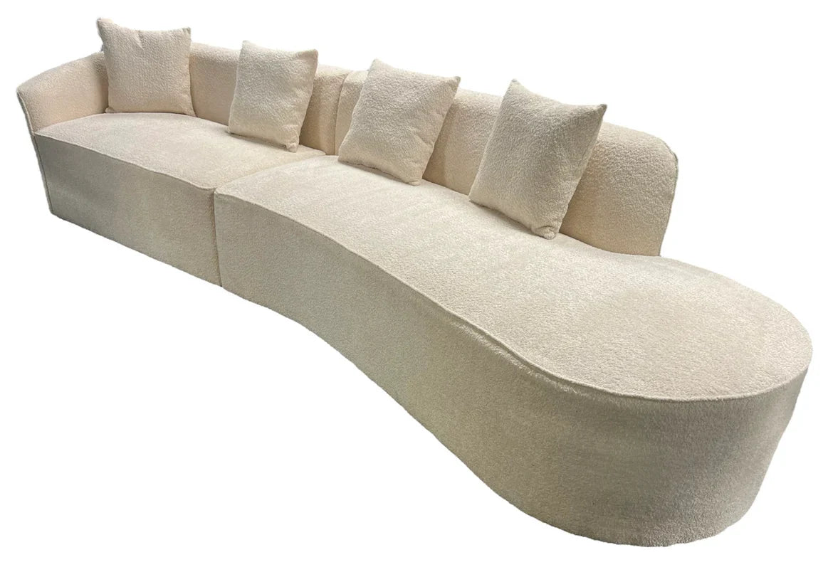 The Pebble Boucle Curved Sofa in Ivory - Belmont Interiors