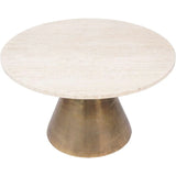 Libra Interiors Clifton II Coffee Table in Antique Brass and Travertine – Small