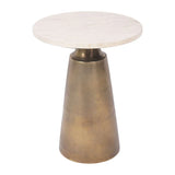 Libra Interiors Clifton II Side Table in Antique Brass and Travertine [Pre-order (27/12)] - Belmont Interiors