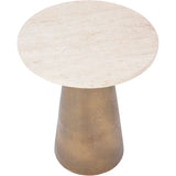 Libra Interiors Clifton II Side Table in Antique Brass and Travertine [Pre-order (27/12)] - Belmont Interiors