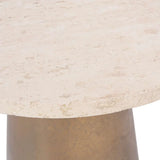 Libra Interiors Clifton II Side Table in Antique Brass and Travertine [Pre-order (27/12)] - Belmont Interiors