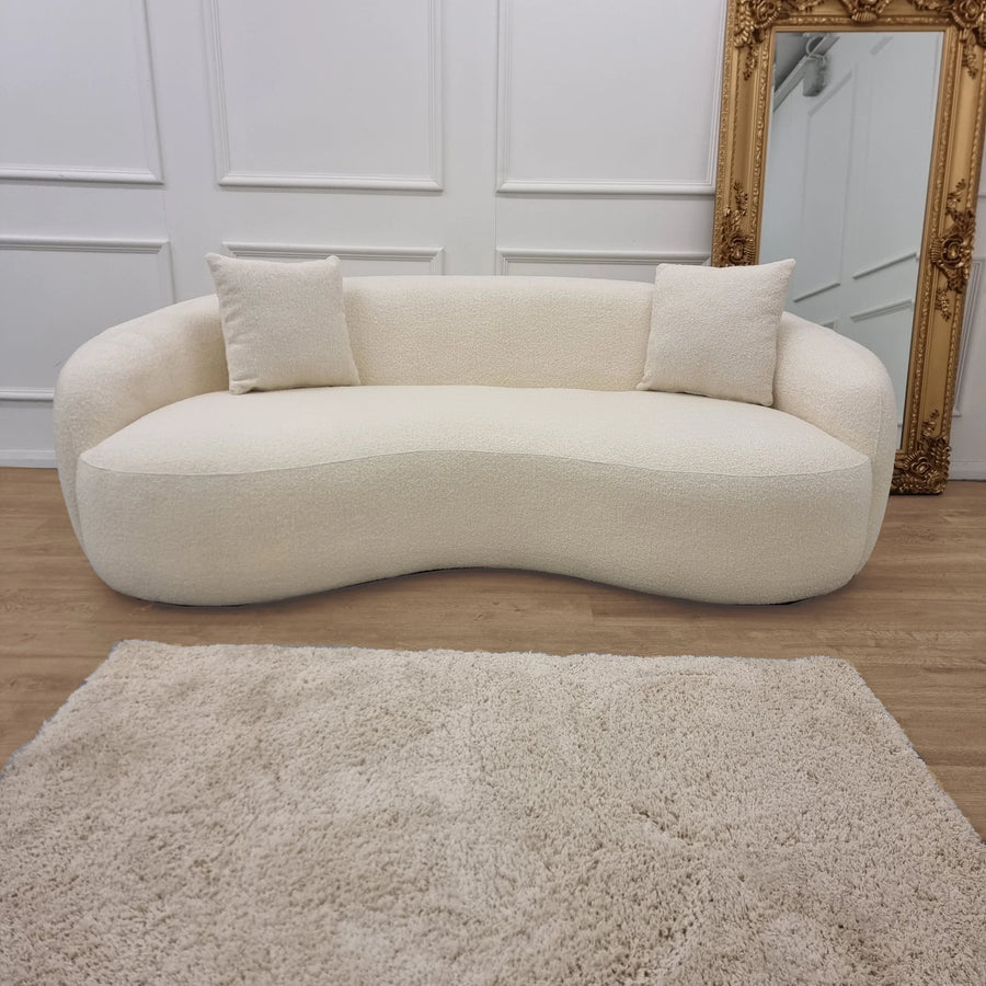 The Wave Curved Sofa in Ivory Boucle - Belmont Interiors