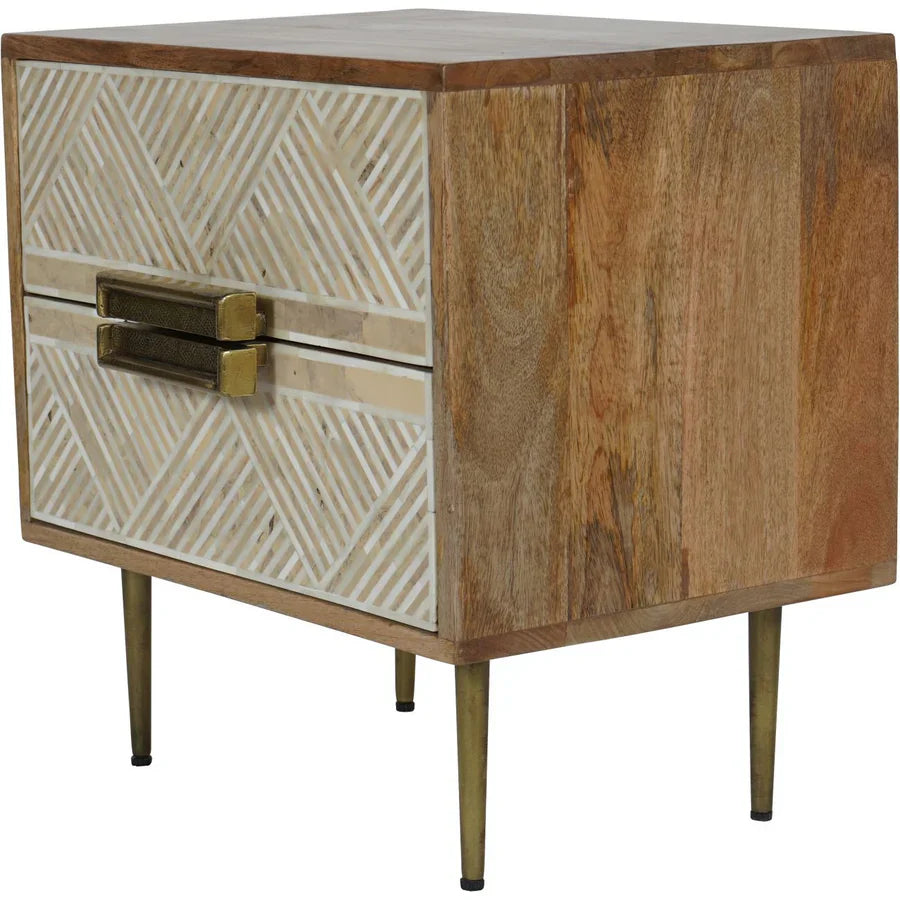 Libra Interiors Linden Bedside Table – 2 Drawers - Belmont Interiors